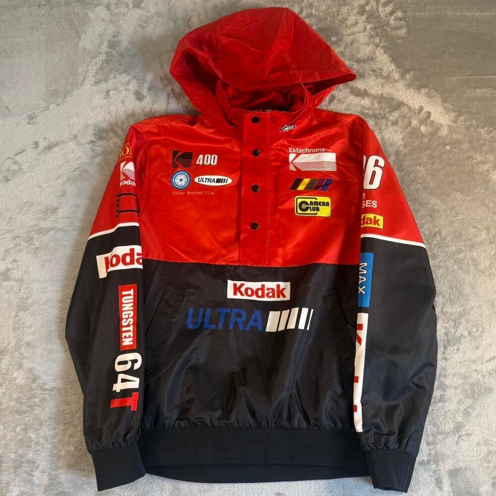 Kodak Ultra 36 Exposure Racing Style Hooded Windbreaker Jacket Size Medium